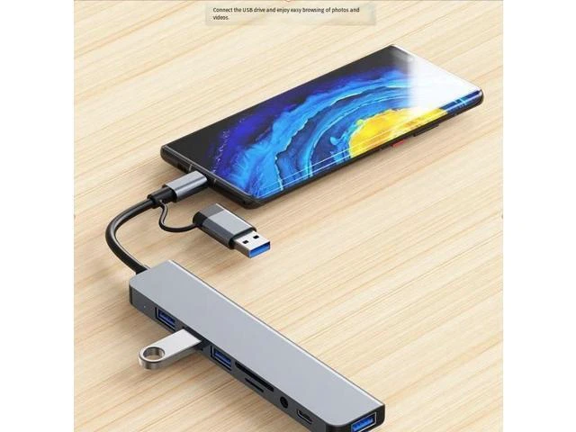 Alt view image 10 of 10 - Type-C 8-in-1 Dual-Head Expansion Dock- Multi-functional Multi-Interface Hub and Splitter for Laptops