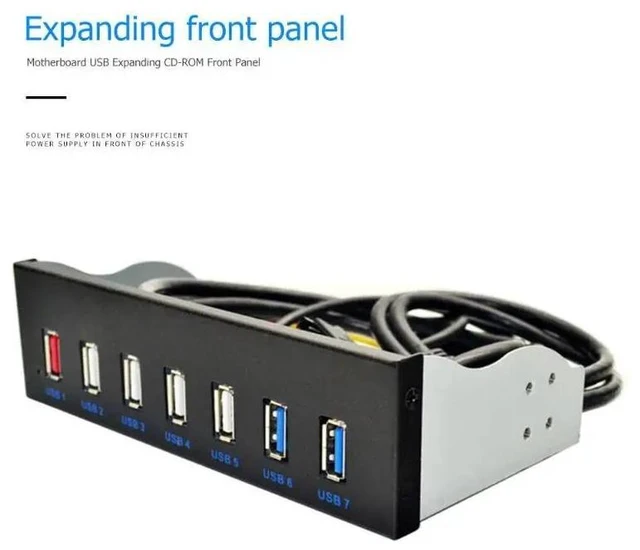 Alt view image 8 of 10 - 3.0 Front Panel 5.25 inch 19 Pin To 2 3.0+4 2.0+BC1.2 Optical Drive Fast Quick Changer Connector for PC Desktop