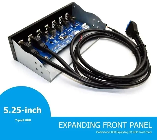 Alt view image 7 of 10 - 3.0 Front Panel 5.25 inch 19 Pin To 2 3.0+4 2.0+BC1.2 Optical Drive Fast Quick Changer Connector for PC Desktop