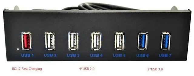 Alt view image 9 of 10 - 3.0 Front Panel 5.25 inch 19 Pin To 2 3.0+4 2.0+BC1.2 Optical Drive Fast Quick Changer Connector for PC Desktop