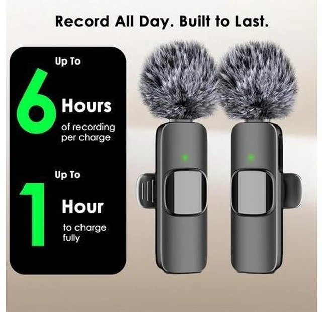 Alt view image 12 of 12 - Wireless Microphone for iPhone, iPad, Android, Lavalier Microphone for Video Recording - 2-Pack iPhone Microphone Crystal Clear Recording with USB-C for Podcast Microphone, ASMR