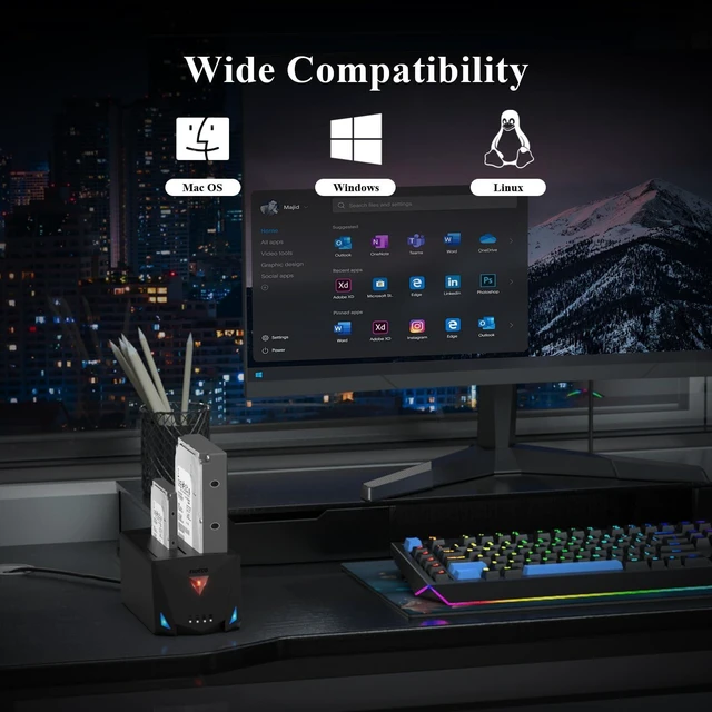 Alt view image 13 of 14 - USB 3.2 Gen 1 to Hard Drive Docking Station, Hard Drive Dock for 2.5 or 3.5 inch SATA I/II/III HDD SSD with Hard Drive Duplicator/Offline Clone Function and 2 USB Cables, Support UASP