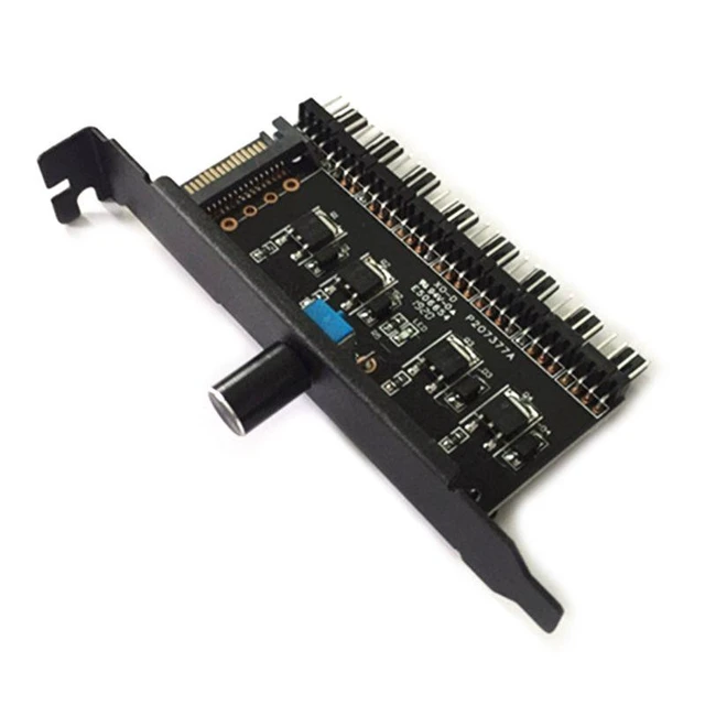 Alt view image 7 of 12 - PC 8 Channels Fan Hub Cooling Fan Speed Controller for CPU Case HDD VGA PWM Fan PCI Bracket Power By 12V SATA/4Pin Fan Control