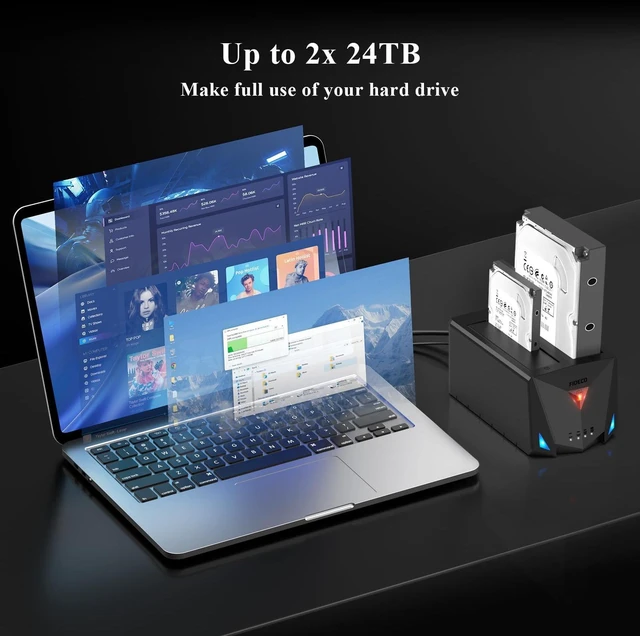 Alt view image 14 of 14 - USB 3.2 Gen 1 to Hard Drive Docking Station, Hard Drive Dock for 2.5 or 3.5 inch SATA I/II/III HDD SSD with Hard Drive Duplicator/Offline Clone Function and 2 USB Cables, Support UASP