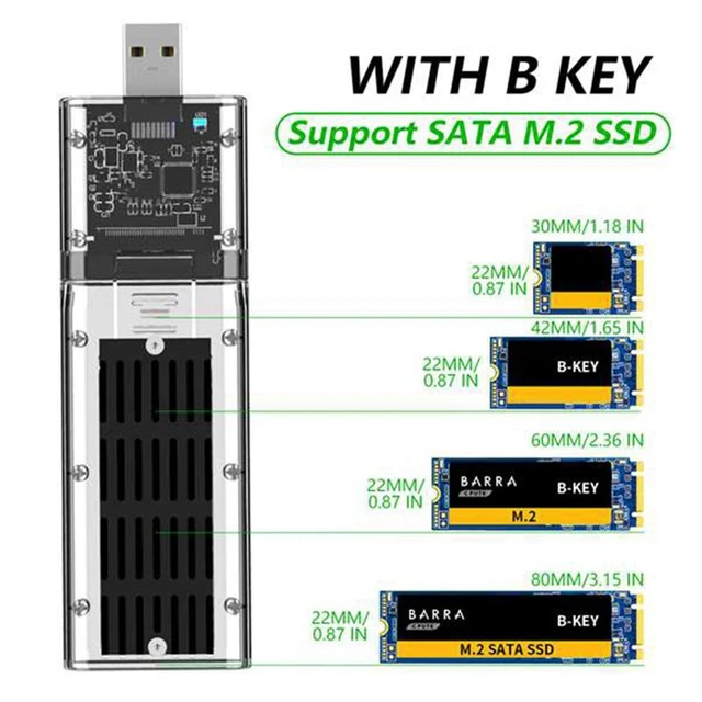 Alt view image 5 of 6 - External M.2 NGFF SATA SSD Enclosure High Speed USB3.0 Gen1 5Gb/S Transparent SATA SSD Hard Drive Case for PC