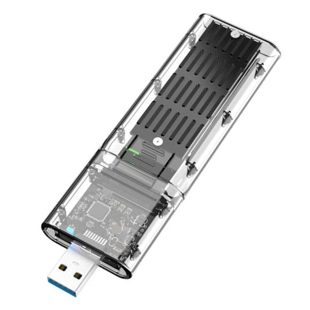Alt view image 4 of 6 - External M.2 NGFF SATA SSD Enclosure High Speed USB3.0 Gen1 5Gb/S Transparent SATA SSD Hard Drive Case for PC