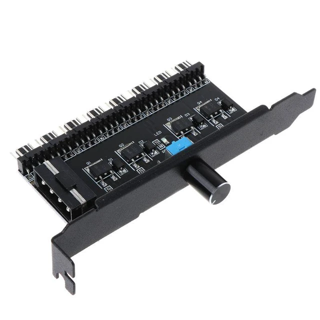 Alt view image 8 of 12 - PC 8 Channels Fan Hub Cooling Fan Speed Controller for CPU Case HDD VGA PWM Fan PCI Bracket Power By 12V SATA/4Pin Fan Control
