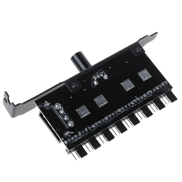 Alt view image 10 of 12 - PC 8 Channels Fan Hub Cooling Fan Speed Controller for CPU Case HDD VGA PWM Fan PCI Bracket Power By 12V SATA/4Pin Fan Control
