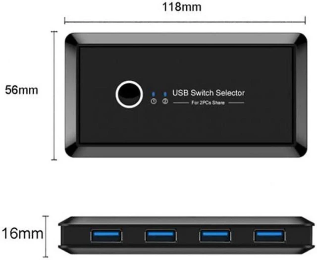 Alt view image 12 of 14 - KVM USB 3.0 Switch Selector 2 Port PCs Sharing 4 Devices for Keyboard Mouse Scanner Printer