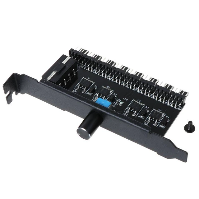 Alt view image 9 of 12 - PC 8 Channels Fan Hub Cooling Fan Speed Controller for CPU Case HDD VGA PWM Fan PCI Bracket Power By 12V SATA/4Pin Fan Control