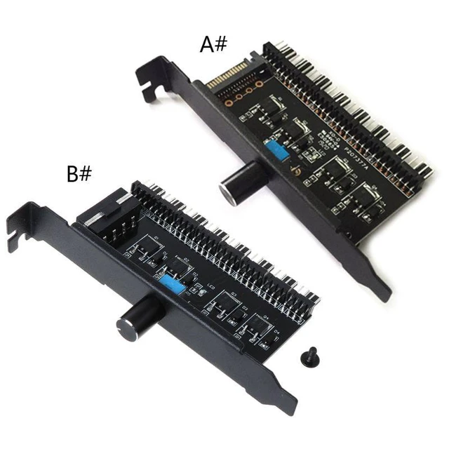 Alt view image 12 of 12 - PC 8 Channels Fan Hub Cooling Fan Speed Controller for CPU Case HDD VGA PWM Fan PCI Bracket Power By 12V SATA/4Pin Fan Control