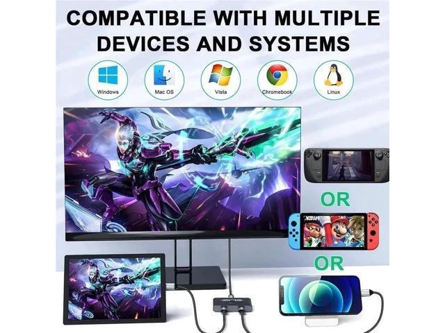 Alt view image 14 of 14 - USB C Switch Bi-Direction 2 in 1 or 1 in 2 KVM Switcher, 8K@60Hz Video / 10Gbps Data Transfer Compatible with Thunderbolt Type C Device