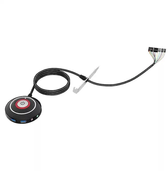 Alt view image 8 of 12 - Desktop Computer External Power Switch Dual USB Ports, Audio Jacks, Adhesive Mount, PC Start Button X1-3 Standard Model - No USB Audio Interface
