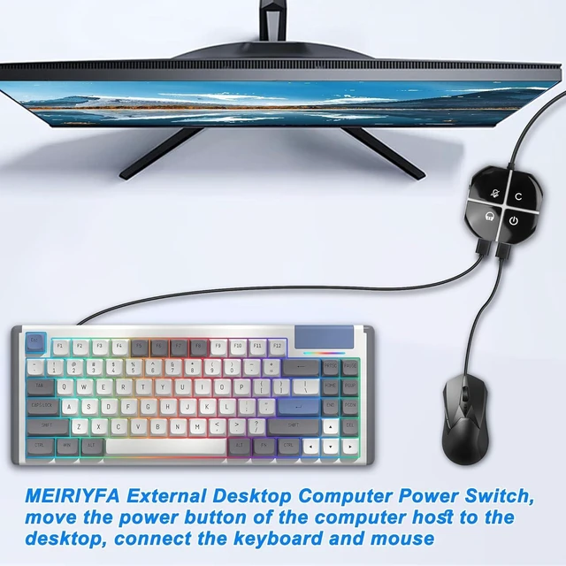 Alt view image 9 of 14 - Desktop Computer Power Switch Button, External PC Computer Case Switch with 3 USB Ports, Power On/Reset, Audio Microphone Port, Type C Power Supply Port for Home, Office Internet - 110CM