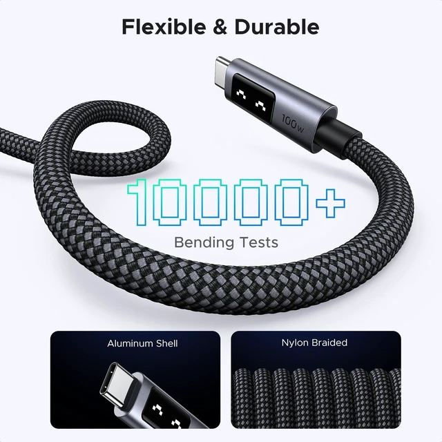 Alt view image 14 of 14 - Uno USB C to USB C Cable 100W Fast Charging Cable Type C Charging Cord with LED Display for iPhone 17/17 Air/17 Pro/17 Pro Max/16, MacBook Pro/Air, iPad Pro/Air, Galaxy S25 Ultra 6.6FT Black