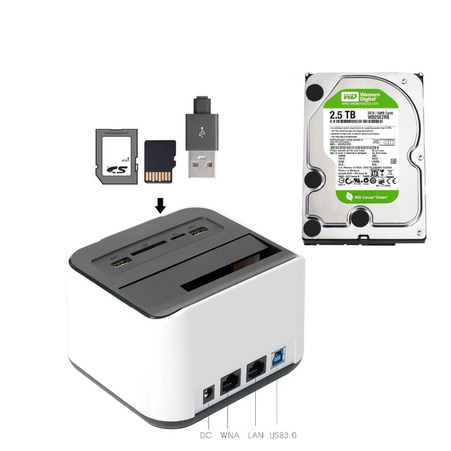 Alt view image 7 of 10 - Sunrise USB 3.0 to SATA External Hard Drive Docking Station all-in-1 Wifi HDD Enclosure Docking Station for 2.5 or 3.5in HDD 5Gbps Wifi Router AP Function Support Windows/IOS/Android/Linux