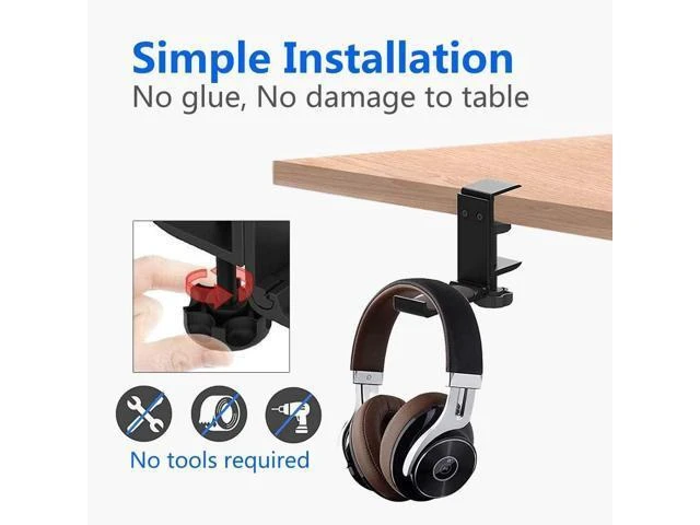 Alt view image 9 of 14 - Goldmille Aluminum Headphone Stand Hanger Foldable with Cable Clip Headset Holder Clamp Hook Under Desk, Save Your Space While Working & Gaming
