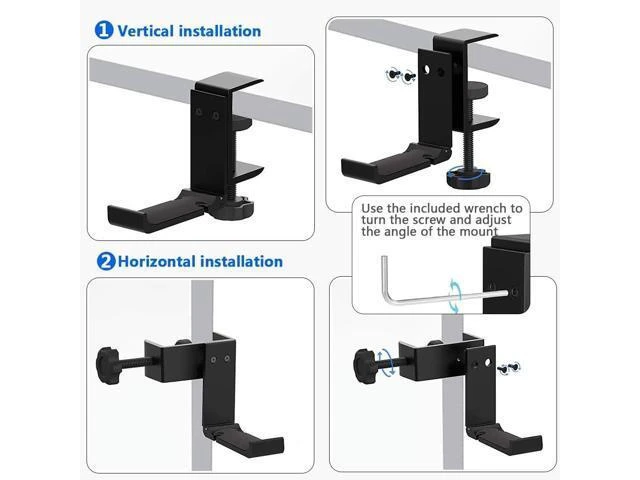 Alt view image 13 of 14 - Goldmille Aluminum Headphone Stand Hanger Foldable with Cable Clip Headset Holder Clamp Hook Under Desk, Save Your Space While Working & Gaming