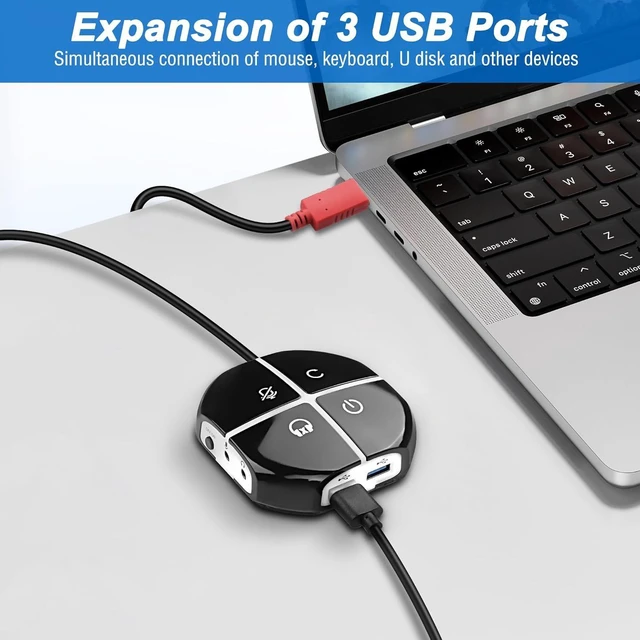 Alt view image 14 of 14 - Desktop Computer Power Switch Button, External PC Computer Case Switch with 3 USB Ports, Power On/Reset, Audio Microphone Port, Type C Power Supply Port for Home, Office Internet - 110CM