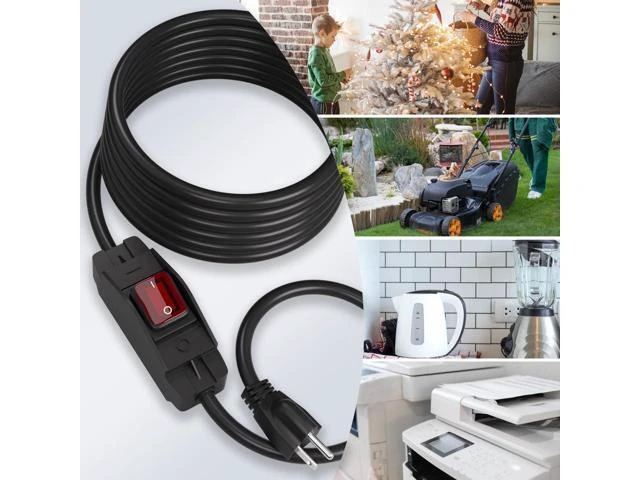 Alt view image 13 of 14 - Extension Cord with Switch 3-Prong Waterproof Outdoor,14/3 SJT Extension Cord 1875W,Control Switch ON/Off Grounded Plug Receptacle 15A 125V.(3FT)