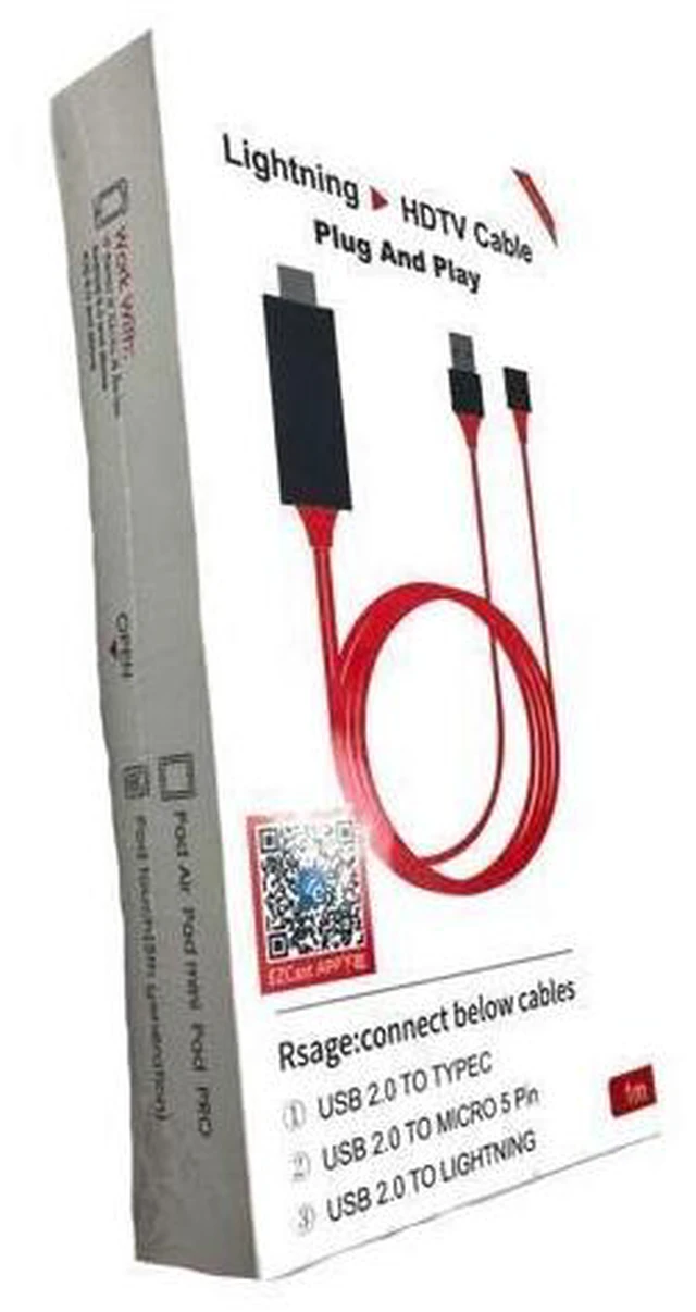Alt view image 6 of 6 - Wireless screen sharing device is suitable for converting high-definition transmission of Apple and Android mobile phones. Apple model red color