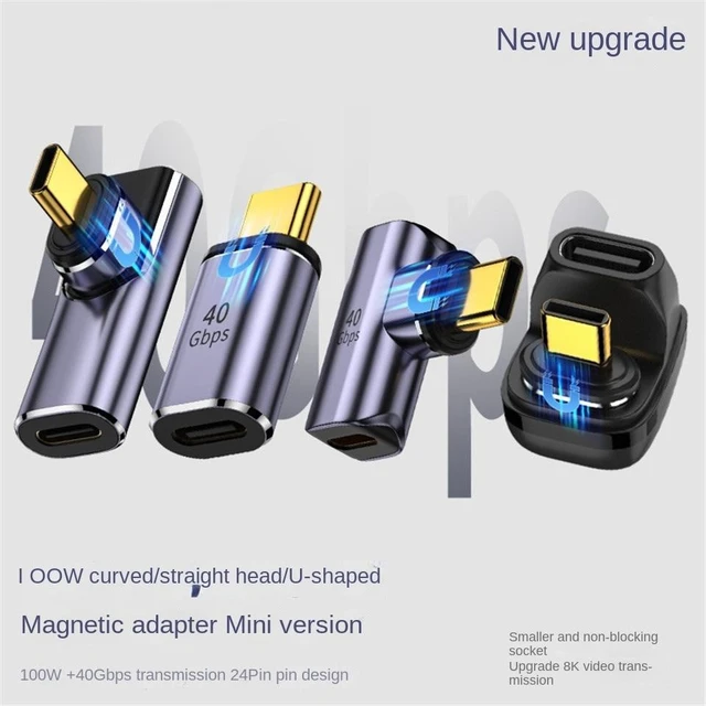 Alt view image 8 of 12 - USB4.0 Thunderbolt3 Magnetic Adapter USB C To Type C 40Gbps 100W Fast Charging Magnet Converter Cable 8K@60Hz USB Type C Adapter(270 Degree)