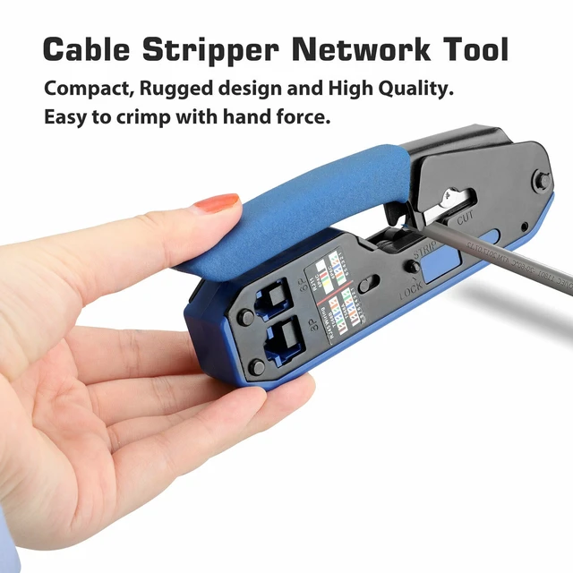 Alt view image 10 of 14 - RJ45 Ethernet Network LAN Tool Kit Network Cable Crimper Crimping Plier Stripper