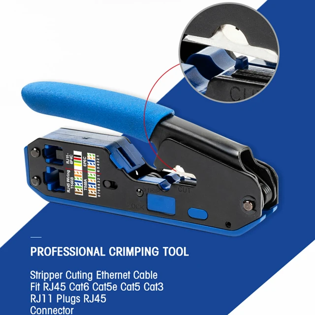 Alt view image 11 of 14 - RJ45 Ethernet Network LAN Tool Kit Network Cable Crimper Crimping Plier Stripper