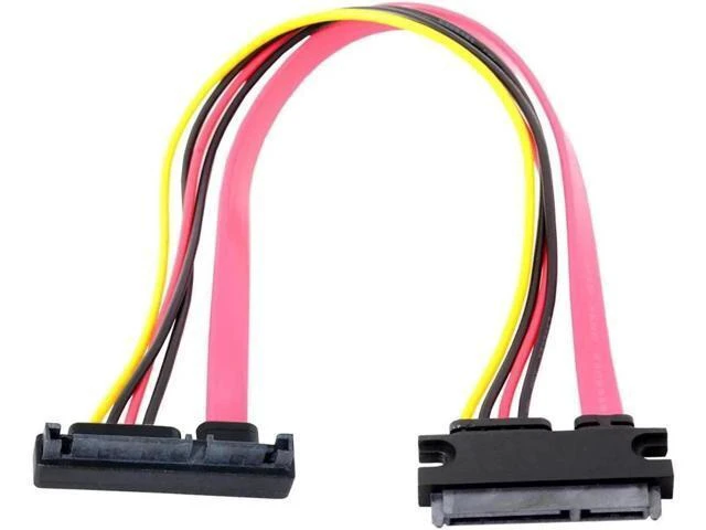 Alt view image 6 of 10 - Down Angled SATA III 3.0 7+15 22 Pin SATA Male to Female Data Power Extension Cable 30cm