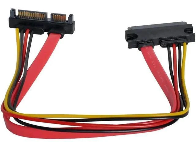 Alt view image 8 of 10 - Down Angled SATA III 3.0 7+15 22 Pin SATA Male to Female Data Power Extension Cable 30cm