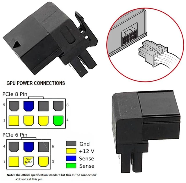 Alt view image 10 of 14 - 2 Pack ATX 8Pin 90 Degree Angled GPU Graphics Card Power Connector Adapter