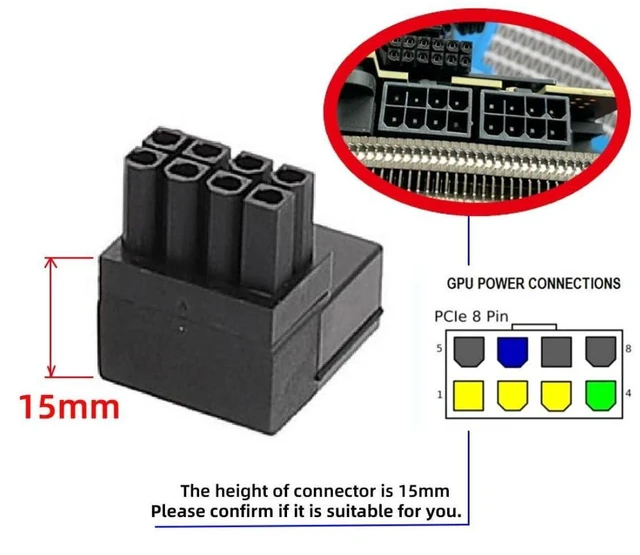 Alt view image 12 of 14 - 2 Pack ATX 8Pin 90 Degree Angled GPU Graphics Card Power Connector Adapter