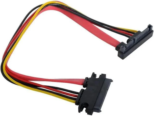 Alt view image 10 of 10 - Down Angled SATA III 3.0 7+15 22 Pin SATA Male to Female Data Power Extension Cable 30cm