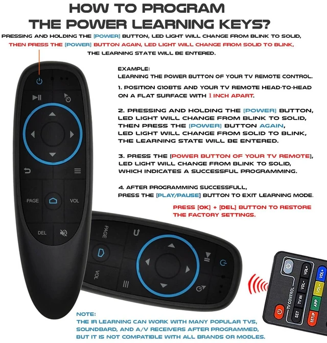 Alt view image 12 of 12 - G10BTS Air Mouse Bluetooth 5.0 IR Learning Gyroscope Wireless Remote Control for Android TV Box X96