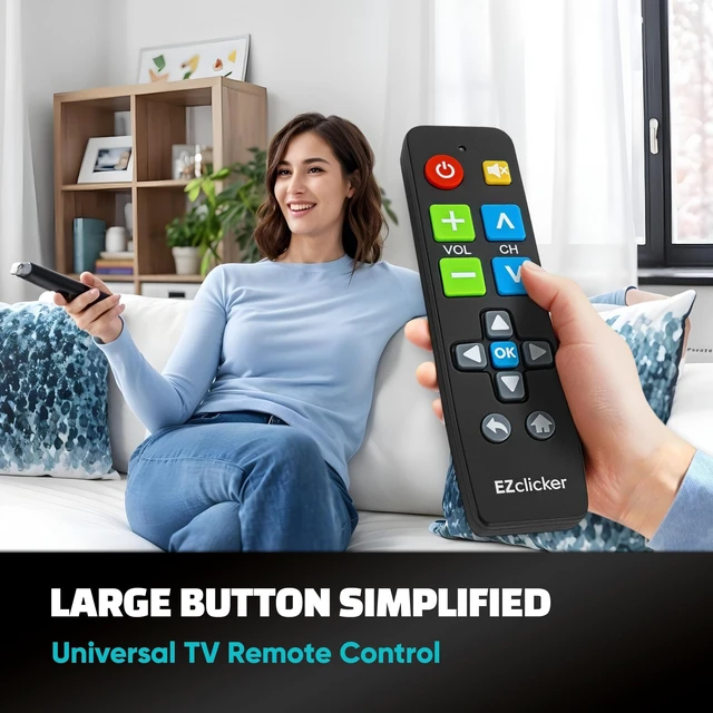 Alt view image 9 of 14 - Big Button Universal TV Remote (Black) Simple Easy to Use, Great for Seniors, Works with Major TV Brands (2xAAA Batteries Not Included)