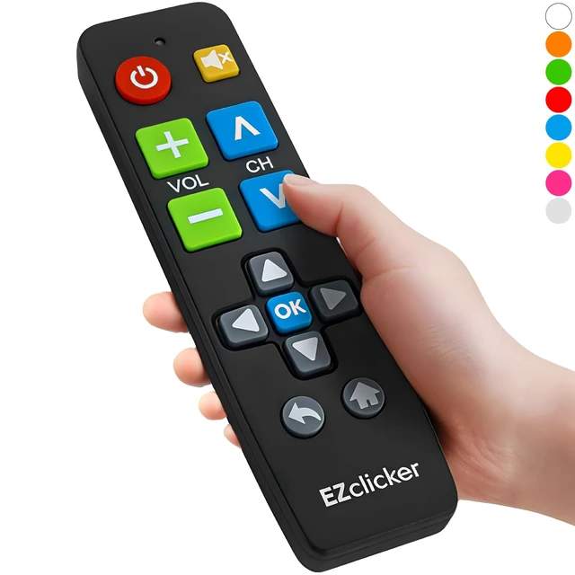 Alt view image 8 of 14 - Big Button Universal TV Remote (Black) Simple Easy to Use, Great for Seniors, Works with Major TV Brands (2xAAA Batteries Not Included)
