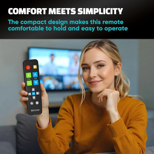 Alt view image 13 of 14 - Big Button Universal TV Remote (Black) Simple Easy to Use, Great for Seniors, Works with Major TV Brands (2xAAA Batteries Not Included)
