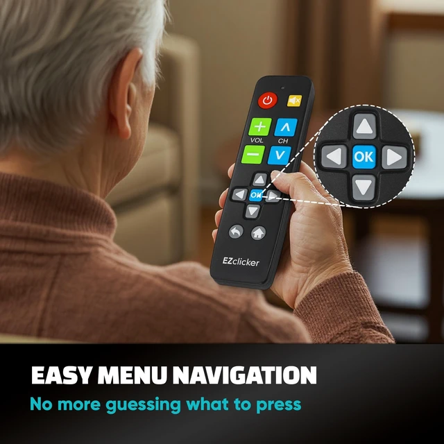 Alt view image 14 of 14 - Big Button Universal TV Remote (Black) Simple Easy to Use, Great for Seniors, Works with Major TV Brands (2xAAA Batteries Not Included)