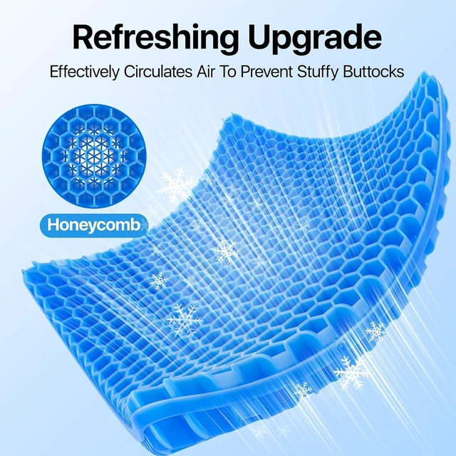 Alt view image 13 of 14 - Gel Seat Cushion Cooling seat Cushion (Super Large & Thick) Breathable Honeycomb Design Absorbs Pressure Points Seat Cushion Gel Cushion for Office Chair Home Car seat Cushion for Wheelchair