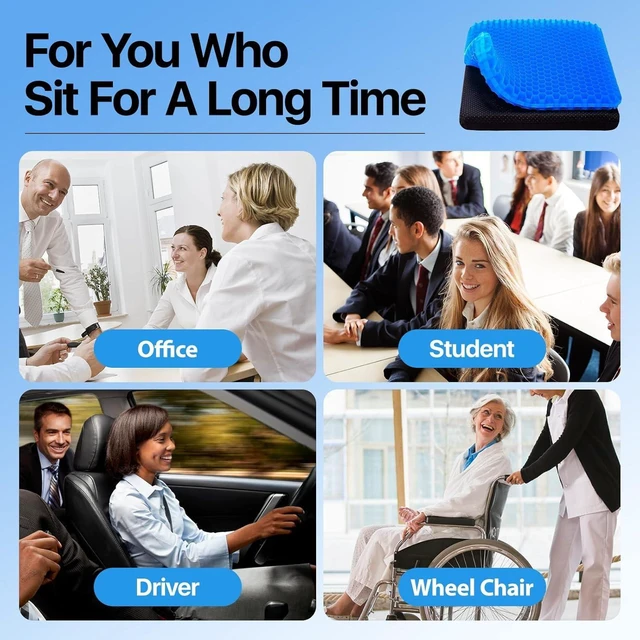Alt view image 12 of 14 - Gel Seat Cushion Cooling seat Cushion (Super Large & Thick) Breathable Honeycomb Design Absorbs Pressure Points Seat Cushion Gel Cushion for Office Chair Home Car seat Cushion for Wheelchair