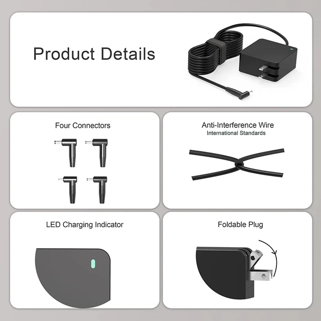 Alt view image 9 of 14 - 65W 45W AC Charger Fit for Asus Laptop (Check The Product Details Page for Models)