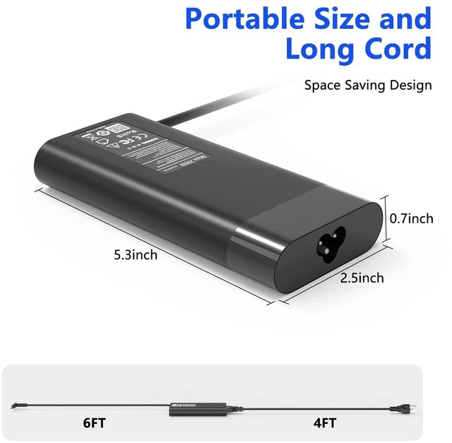 Alt view image 10 of 12 - 200W Laptop Charger Compatible with HP Omen 15 17 Victus Pavilion Gaming Laptop 15 17 Zbook 17 G5 G6 Fury G10 G9 Create G7 Studio G10 G9 TPN-DA10 L00818-850 Power Supply Adapter