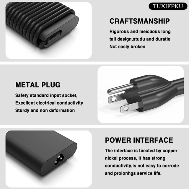 Alt view image 18 of 20 - 65W USB C Laptop Charger Compatible with Dell Latitude 5420 5520 5530 5550 5540 5430 5450 5440 7420 2-in-1 7430 7440 Inspiron 14 2-in-1 Chromebook 3100 XPS 13 60W Type C Power Cord