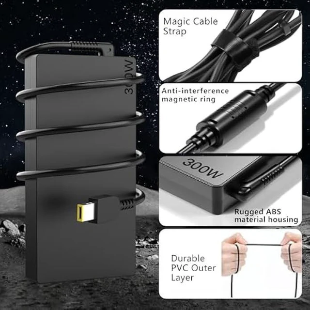 Alt view image 11 of 14 - 300W Slim Adapter Laptop Charger Compatible with Lenovo Legion 9i 7 7i 5i 5 Pro 16IRH8 16IRX9 16IRX8H 16IRX8 ADL300SLC3A ADL300SDC3A 4060 4070 4080 4090 3050 20V 15A Power Adapter