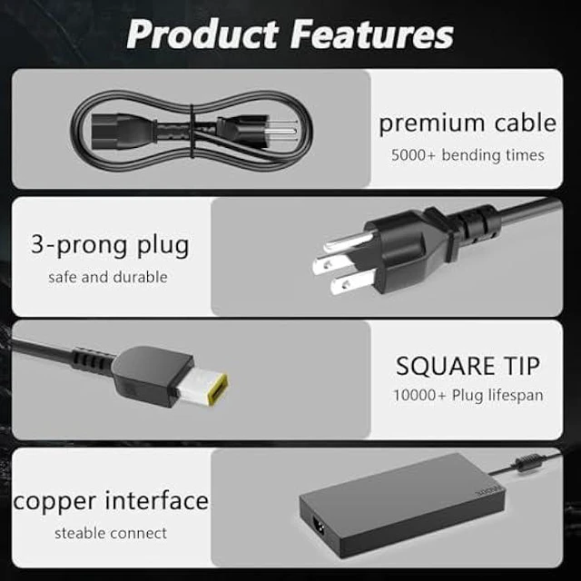 Alt view image 12 of 14 - 300W Slim Adapter Laptop Charger Compatible with Lenovo Legion 9i 7 7i 5i 5 Pro 16IRH8 16IRX9 16IRX8H 16IRX8 ADL300SLC3A ADL300SDC3A 4060 4070 4080 4090 3050 20V 15A Power Adapter