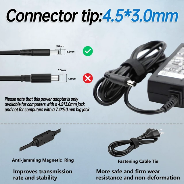 Alt view image 11 of 14 - 45W 4.5 * 3.0mm Laptop Charger Fit for Dell Inspiron 11 13 14 15 17 3000 5000 7000 Series 3552 3555 3558 3565 3567 5551 5552 5555 5558 5559 19.5V 2.31A AC Adapter Power Cord (45W 4.5 * 3.0)