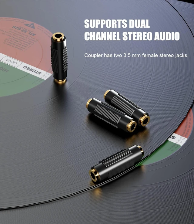 Alt view image 12 of 14 - 3.5 mm Female to Female Adapter 3.5mm Stereo Jack to 3.5mm Stereo Jack Adapter Connectors Stereo Coupler Female to Female Gold Plated -4pack