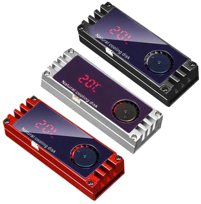 Alt view image 6 of 10 - Cooling Fan Temperature Display M.2 Heatsink Cooler with Turbo Cooling Fan for 2280 22110 NVMe M2 Solid State Drive