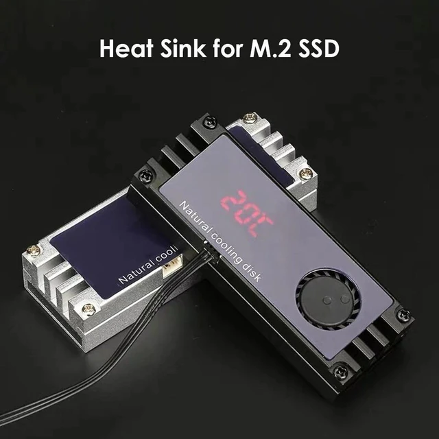 Alt view image 8 of 10 - Cooling Fan Temperature Display M.2 Heatsink Cooler with Turbo Cooling Fan for 2280 22110 NVMe M2 Solid State Drive