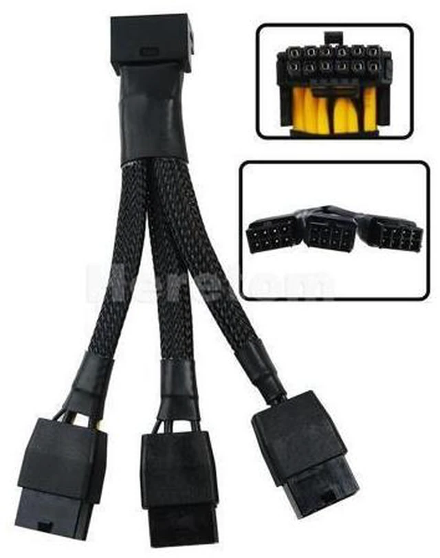 Alt view image 2 of 2 - FOR Modular GPU 3x8-pin Female to 16Pin Power Supply Cable PCIE5.0 12V WR For RTX4090 4080 Video Card Graphics Card Connector